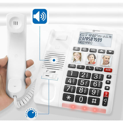 Téléphone sans fil GEEMARC Téléphone Fixe Senior avec Bracelet SOS