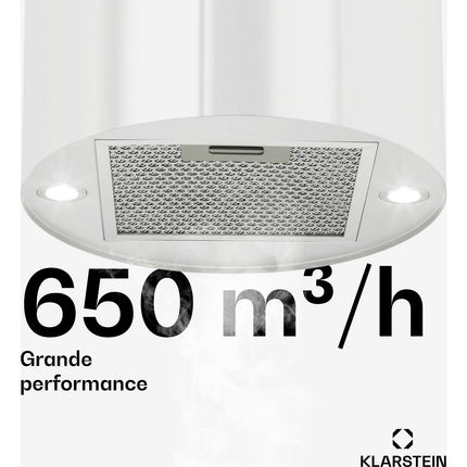 Hotte décorative îlot KLARSTEIN Beretta îlot 650m³/h Classe C Blanc Reconditionné