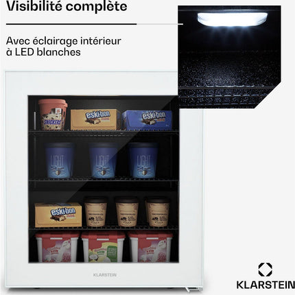 Congélateur top KLARSTEIN IceAge 88L CEE E 3 clayettes vitré blanc