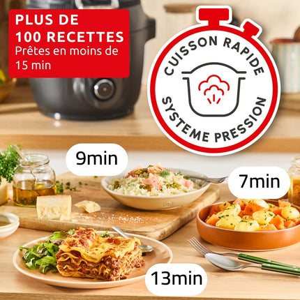 Cookeo MOULINEX Multicuiseur Airfryer Cookeo Infinity avec pale Noir CE9828F0 20 modes de cuisson, 6,5 L