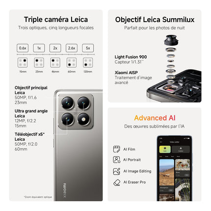 Smartphone XIAOMI 14T Pro conçu avec Leica 512Go