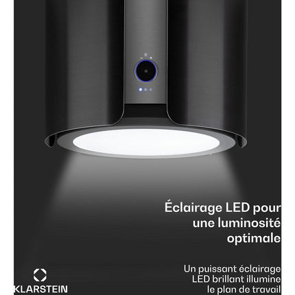 Hotte décorative îlot KLARSTEIN Skyfall îlot Ø45 cm 402 m³/h LED noir