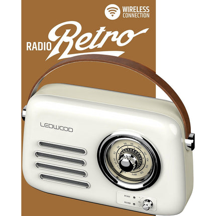 Radio FM LEDWOOD ALMA Blanc Rétro FM Bluetooth USB