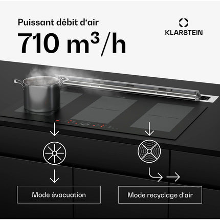 Hotte plan de travail KLARSTEIN Brisa 90 cm 708 m³/h A+ 42 dB Inox