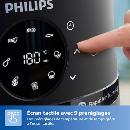 Airfryer PHILIPS NA231/00 Friteuse sans huile avec fenêtre de cuisson Noir/Argent, Série 2000 6.2L