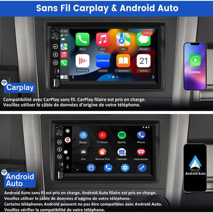 Autoradio connecté JUNSUN 7" GPS KAM Avec écran Carplay