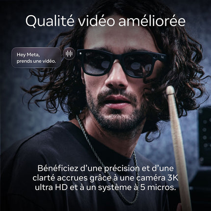 Lunettes connectées META Ray-Ban Wayfarer (Gen 1) Noir Brillant, Transparent