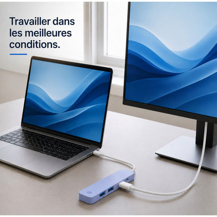 Hub USB C ESSENTIELB 4 en 1 USB C Violet - Vr