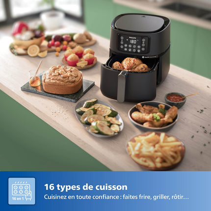 Airfryer PHILIPS HD9280/70 Friteuse sans huile connectée Noir, Série 5000 XL 6.2L