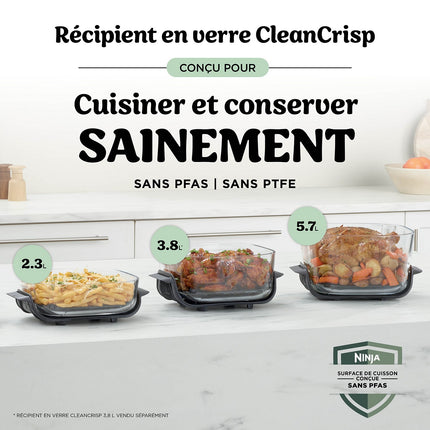 Friteuse sans huile NINJA CRISPi PRO 7-en1, 2 récipients en verre de 5.7 et 2.3L, AS101EULG