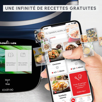 Cookeo MOULINEX CE943410 bleu touch wifi pro balance integrée 6 L, 13 modes de cuisson, 250 recettes