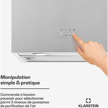 Hotte décorative îlot KLARSTEIN Structura 41cm 624m³/h classe A LED inox
