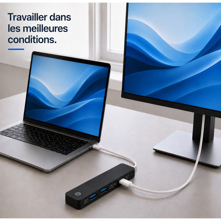 Hub USB C ESSENTIELB 4 en 1 USB C Noir - Vr