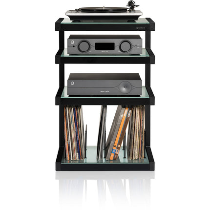 Meuble Hifi NORSTONE Vinyle Hi-fi noir satiné verres dépoli