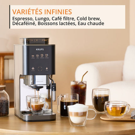 Expresso Broyeur KRUPS Coffee Crush Experience, Machine à café à grains ultra compacte SA403BE0