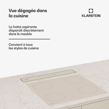 Hotte escamotable KLARSTEIN Victoria Downdraft 60cm 713,8 m³/h Beige