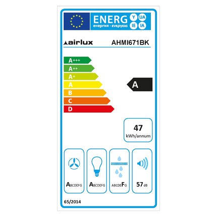 Hotte décorative murale inclinée AIRLUX AHMI671BK