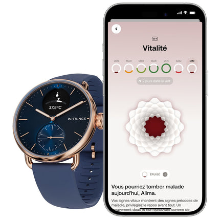 Montre santé WITHINGS Scanwatch 2 38mm Rose Gold Bleue