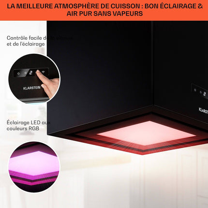 Hotte décorative îlot KLARSTEIN Kronleuchter îlot 595m³/h LED WIFI noir