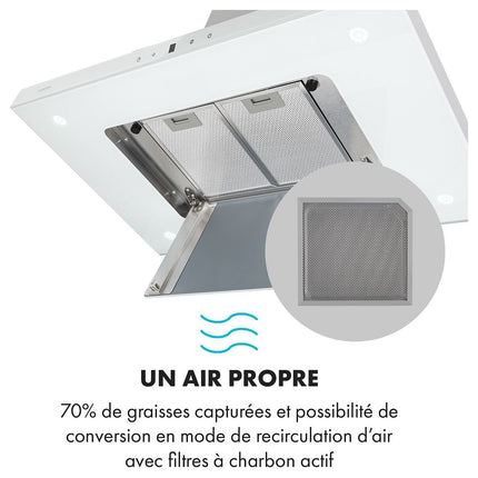 Hotte décorative îlot KLARSTEIN Valeria îlot 90cm 650m³/h CEE A blanc