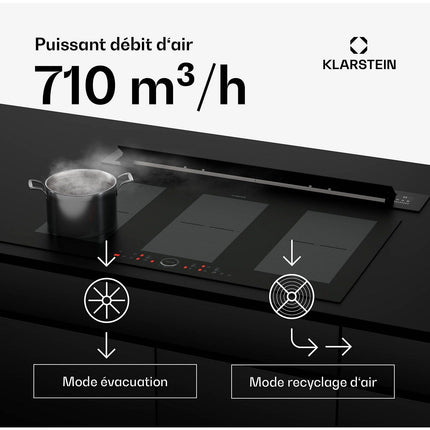 Hotte escamotable KLARSTEIN Brisa escamotable 710 m³/h A+ 42 dB noir