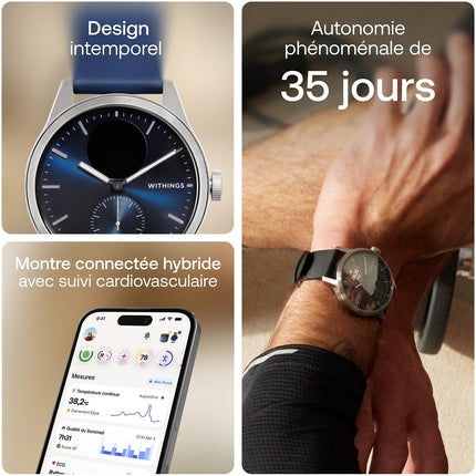 Montre santé WITHINGS Scanwatch 2 Blue Silver 42mm