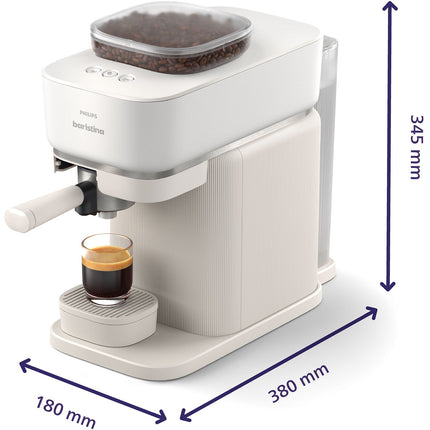 Machine à expresso PHILIPS Baristina BAR303/00 cafetière à grain Blanche + mousseur à Lait