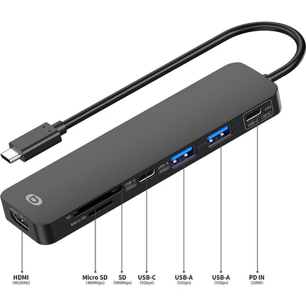 Hub ESSENTIELB 7 en 1 USB C noir
