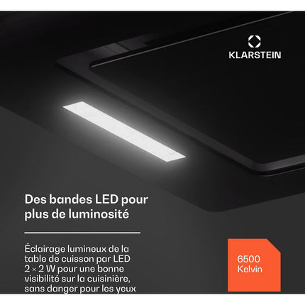 Hotte encastrable KLARSTEIN Hektor Eco 52 cm 466 m³/h verre A++ noir