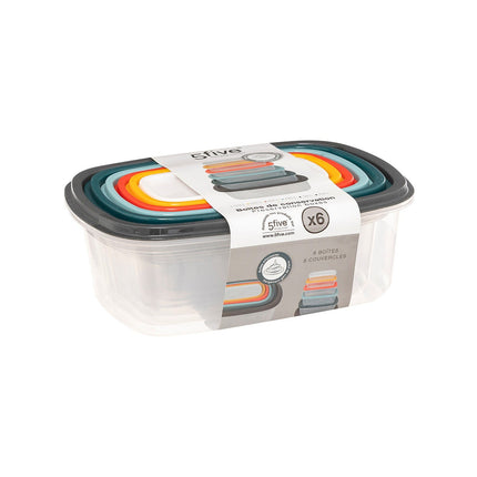 Boîte alimentaire 5FIVE 6 boites rectangulaires multicolors