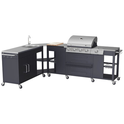 Barbecue gaz HAPPY GARDEN Cuisine d'angle d'extérieur TEXAS - 4+1