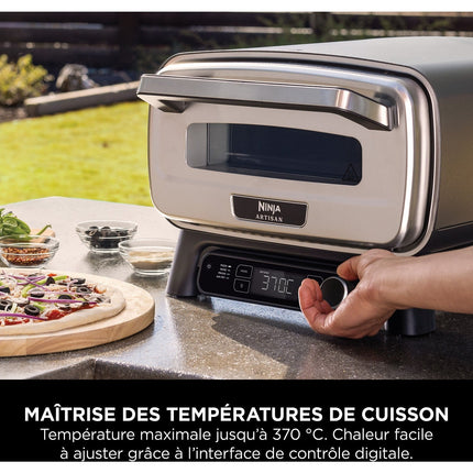 Four à pizza électrique NINJA MO201EU inox noir pizza 30 cm, fonction air fryer, thermostat digital pour usage en extérieur