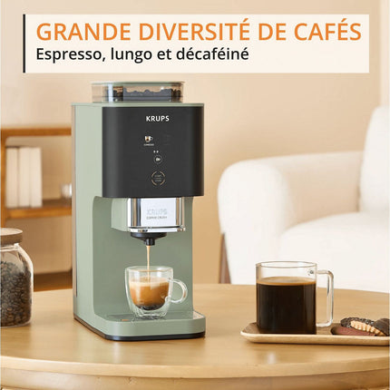 Expresso Broyeur KRUPS Coffee Crush, Machine à café à grains, ultra compacte SA401LE0
