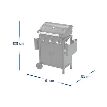 Barbecue gaz CAMPINGAZ COMPACT 3 LX PLUS noir grille et plancha 3 brûleurs sur chariot, 61x35 cm