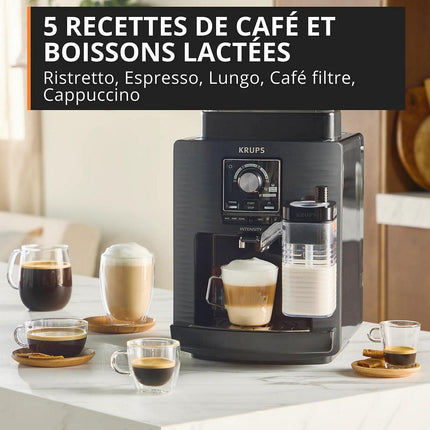 Expresso Broyeur KRUPS Intensity Lait, Machine espresso automatique, 5 boissons EA5028E0