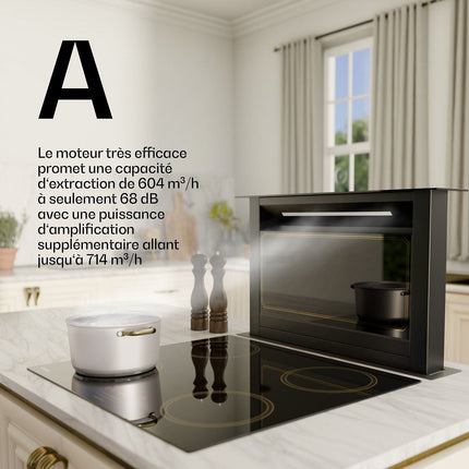Hotte escamotable KLARSTEIN Victoria Downdraft 60 cm 713,8 m³/h Noir