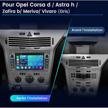 Autoradio connecté JUNSUN pour Opel Corsa D/Astra H Gris 7"Carplay
