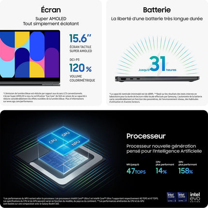Ordinateur portable SAMSUNG Galaxy Book5 360 15,6 U5 16Go 512Go AI Copilot+PC