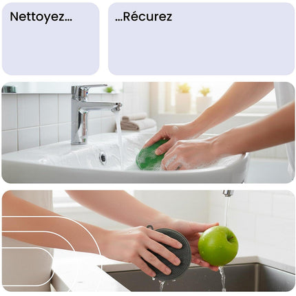 Eponge ESSENTIELB en Silicone x5 - Hygiénique et Réutilisable, Nettoyage Multi-usages, Surfaces et Anti-rayures