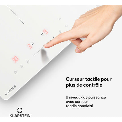 Domino induction KLARSTEIN 2 zones 3500 W 30 cm Blanc PowerGlide