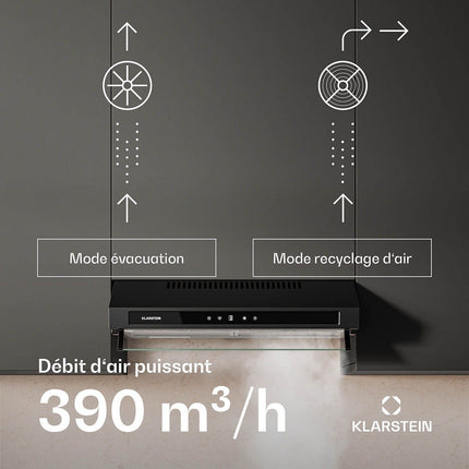 Hotte casquette KLARSTEIN Purista Force Compacte 384,8m³/h C noir