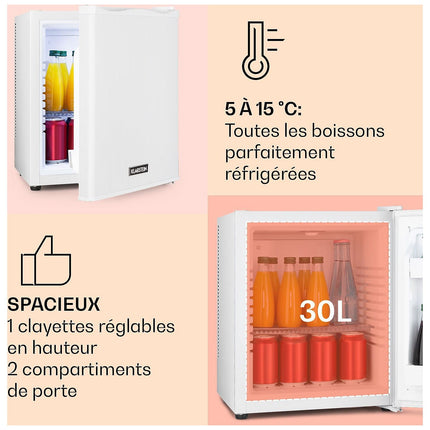 Mini réfrigérateur KLARSTEIN Happy Hour 30L 5-15°C 23 dB LED blanc