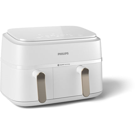 Airfryer PHILIPS NA353/10 friteuse sans huile double panier Blanc/Doré, Série 3000 9L (3+6L)