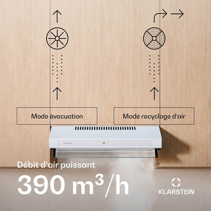 Hotte casquette KLARSTEIN Purista Force Compacte 384,8m³/h C blanc