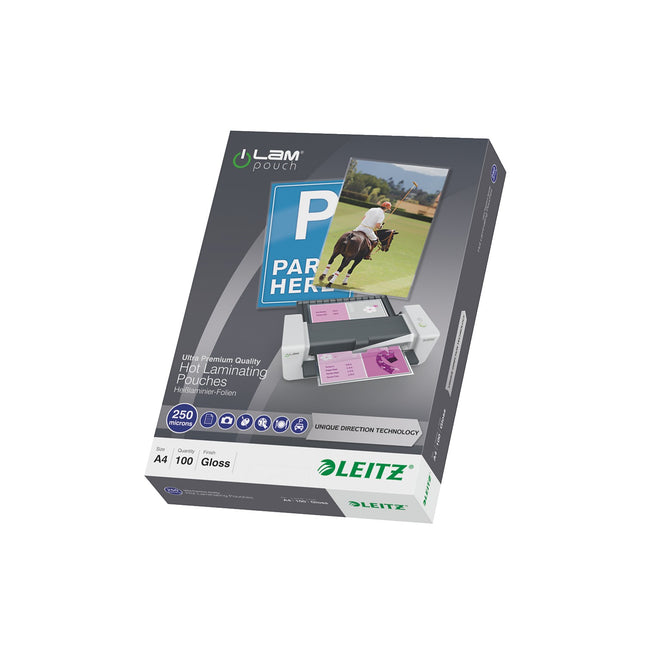 Consommable de bureau pour plastifieuse LEITZ Pochettes 250 UDT A4 boite de 100