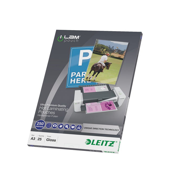 Consommable de bureau pour plastifieuse LEITZ Pochettes 250 UDT A3 boite de 25
