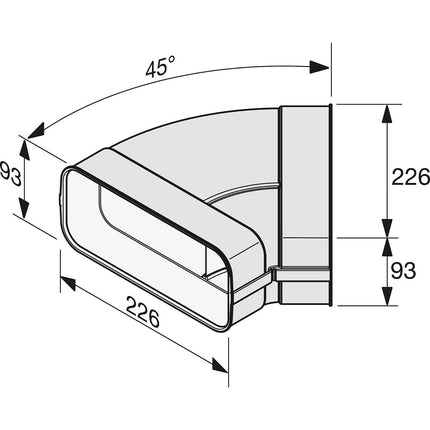 Accessoire MIELE Coude de conduit horizontal 45-DFK-BH 45