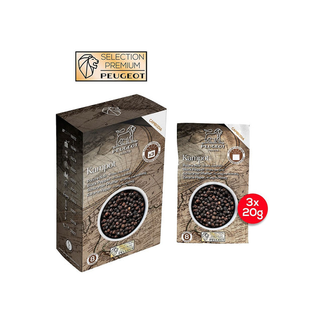 Poivre PEUGEOT de 3 sachets de 20g Kampot poivre noir