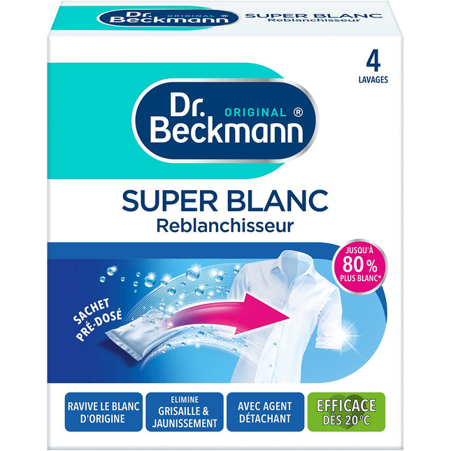 Nettoyant DR BECKMANN Super Blanc Reblanchisseur 4x40g