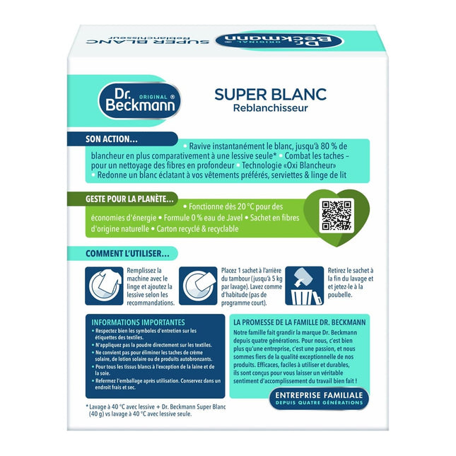 Nettoyant DR BECKMANN Super Blanc Reblanchisseur 4x40g